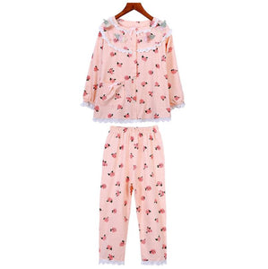 Spring Autumn Lace Patchwork Pajama - Kennedy Fashion