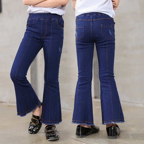 Denim Bell-bottom Solid Vintage Jeans - Kennedy Fashion