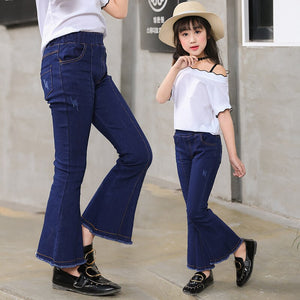 Denim Bell-bottom Solid Vintage Jeans - Kennedy Fashion