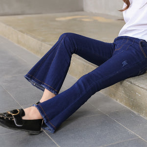 Denim Bell-bottom Solid Vintage Jeans - Kennedy Fashion