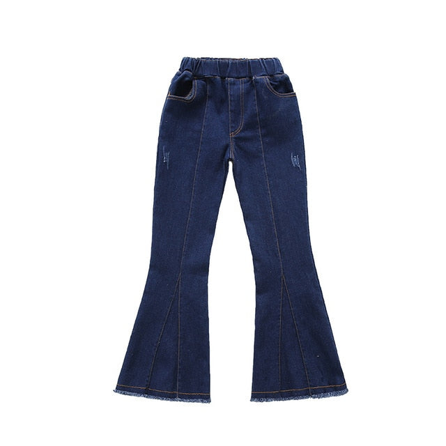 Denim Bell-bottom Solid Vintage Jeans - Kennedy Fashion